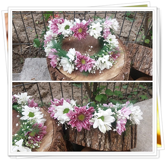 Coronite crizanteme albe si lila.4928